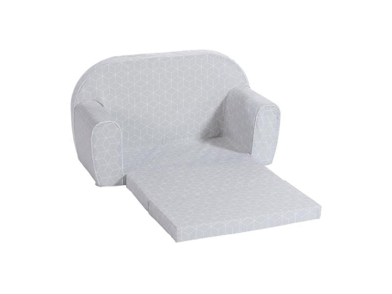 Knorrtoys Kindersofa Grau mit Geo Würfel Ausklappbares Kindersofa