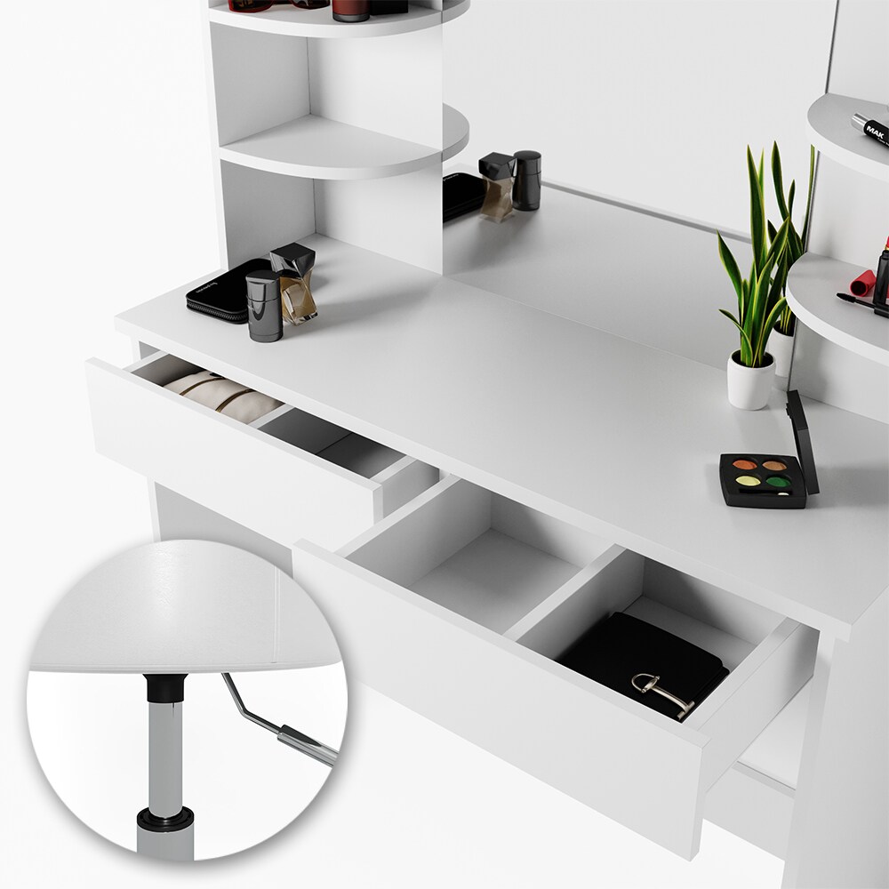 Vicco Schminktisch Charlotte Frisiertisch Frisierkommode Kosmetiktisch Weiß inkl. Designhocker