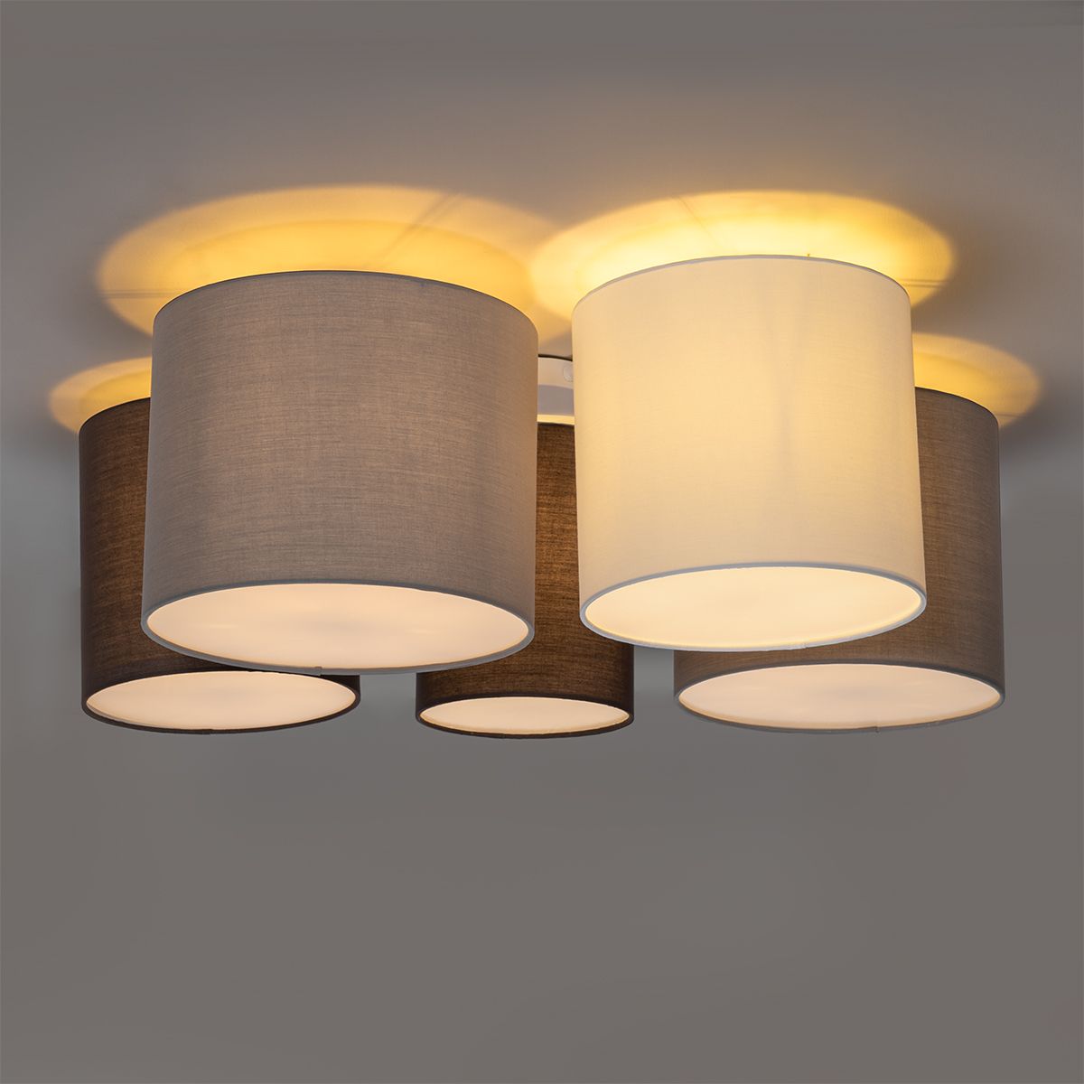 Plafondlamp wit grijs en bruin 5-lichts - Multidrum