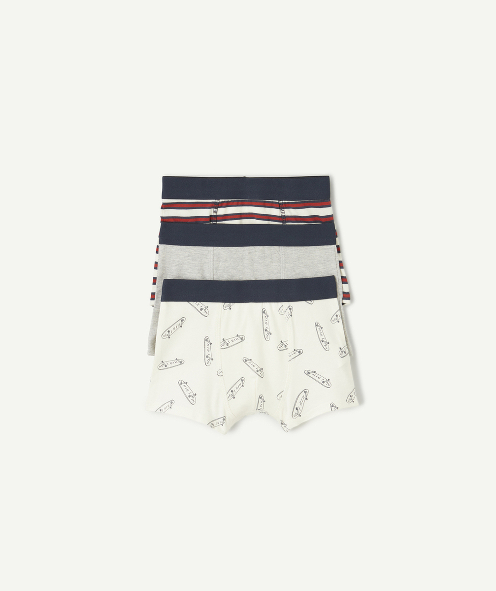 LOT DE 3 BOXERS GARÇON EN COTON BIOLOGIQUE THÈME SKATES
