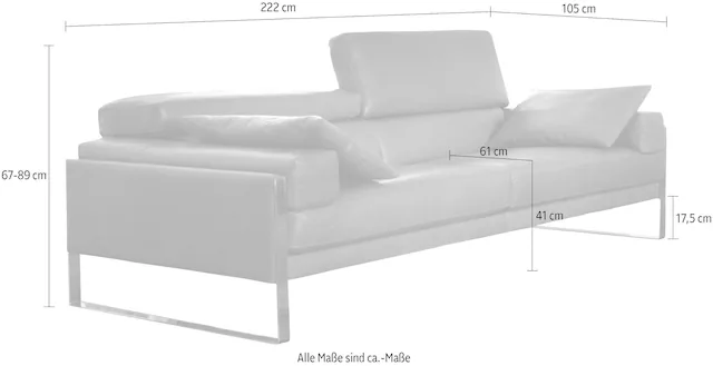 CALIA ITALIA 3-Sitzer »Romeo, Designsofa der Extraklasse mit tollem Sitzkomfort« und erstklassigem Lederbezug