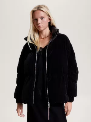 Jaqueta puffer de veludo moderna TH
