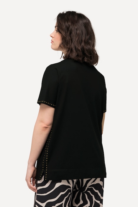 T-Shirt, Ziernieten, Oversized, Rundhals, Halbarm