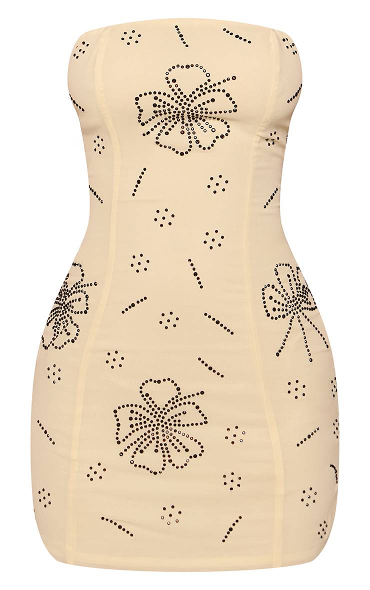 Citron Robe Mini Fluide À Col Licou Perlé Fleuri Petite