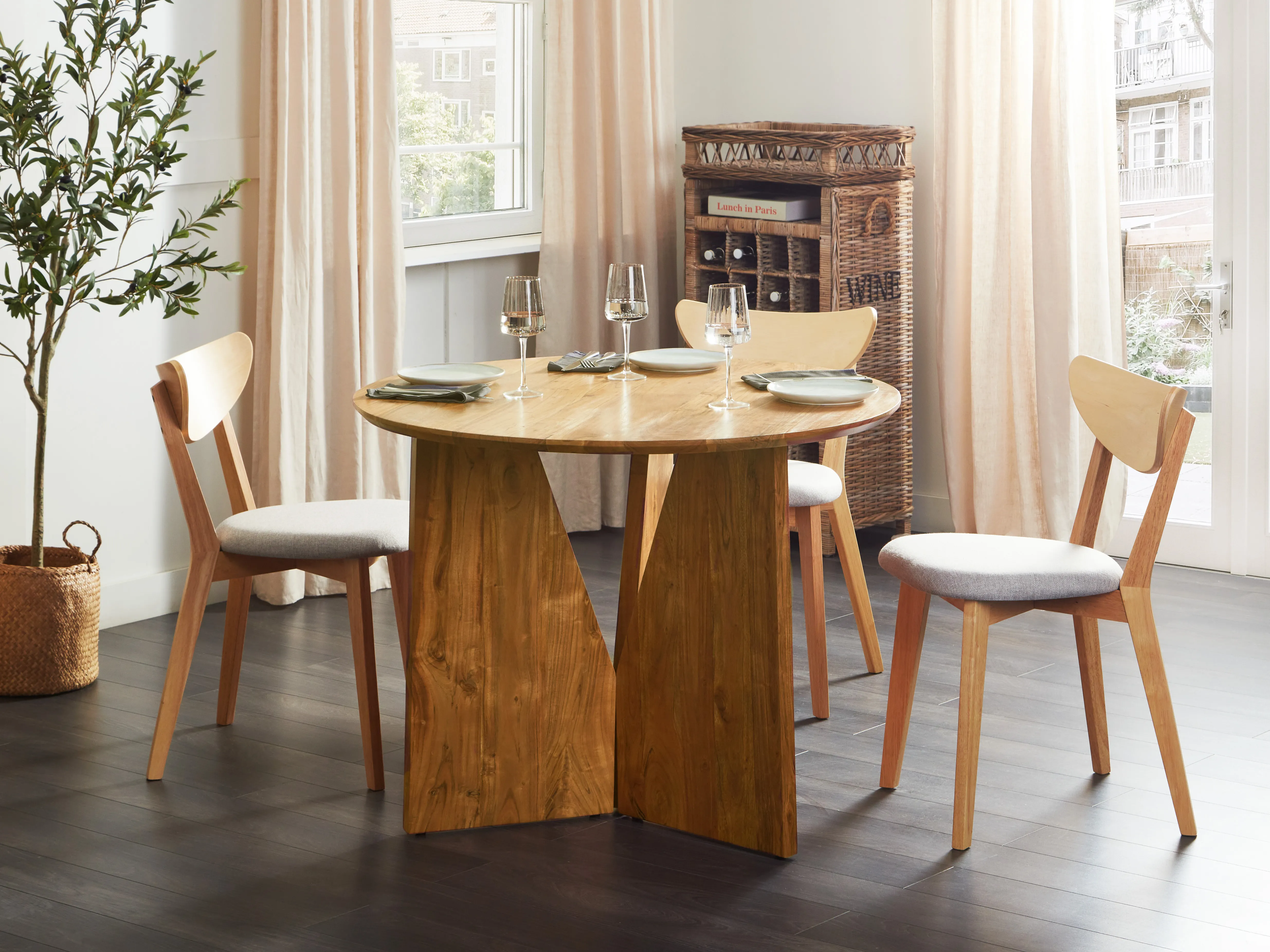 Eettafel ARRAN Bruin 100 cm Acaciahout 100 cm