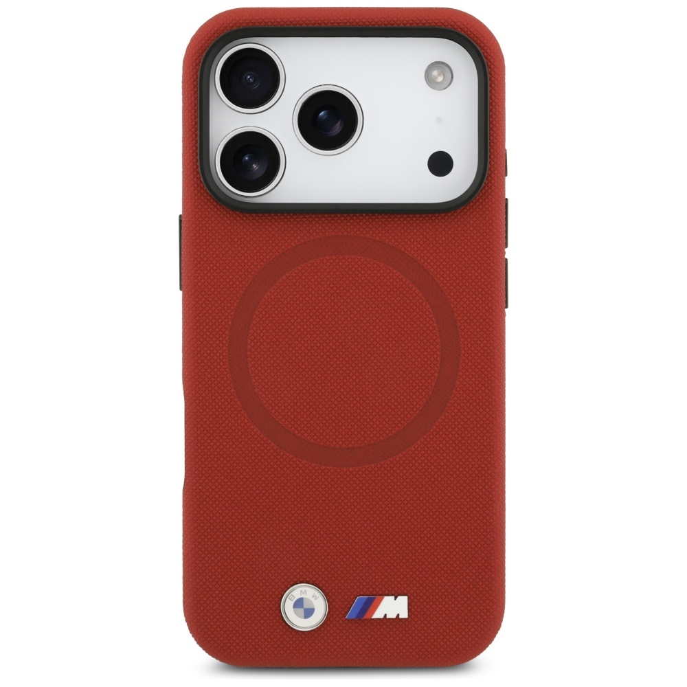 iPhone 17 Pro MagSafe Leder Hardcase Hülle FW Metal Logo (BMHMP17L25PFWSMR) - Rot