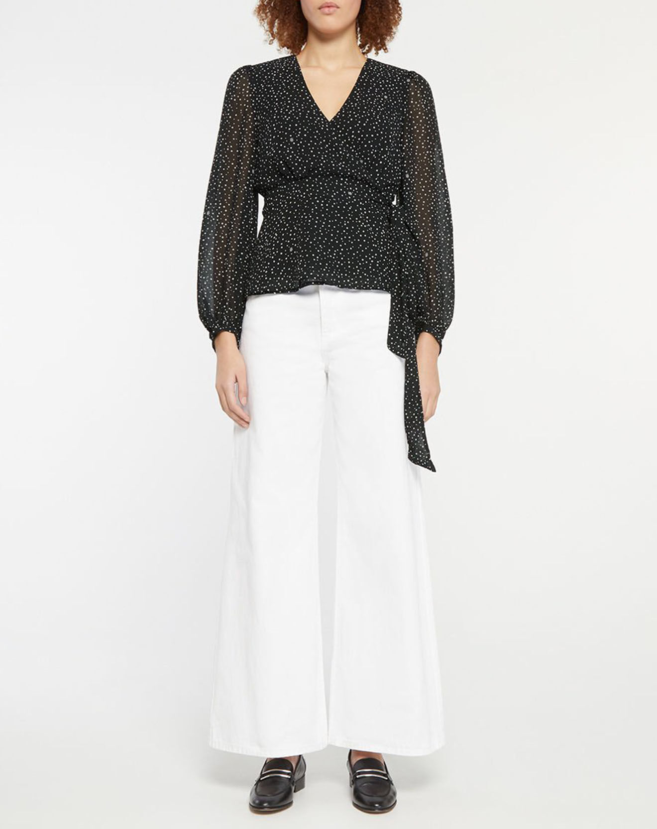 Tommy Hilfiger Top en crêpe Georgette Wrap imprimé noir/blanc