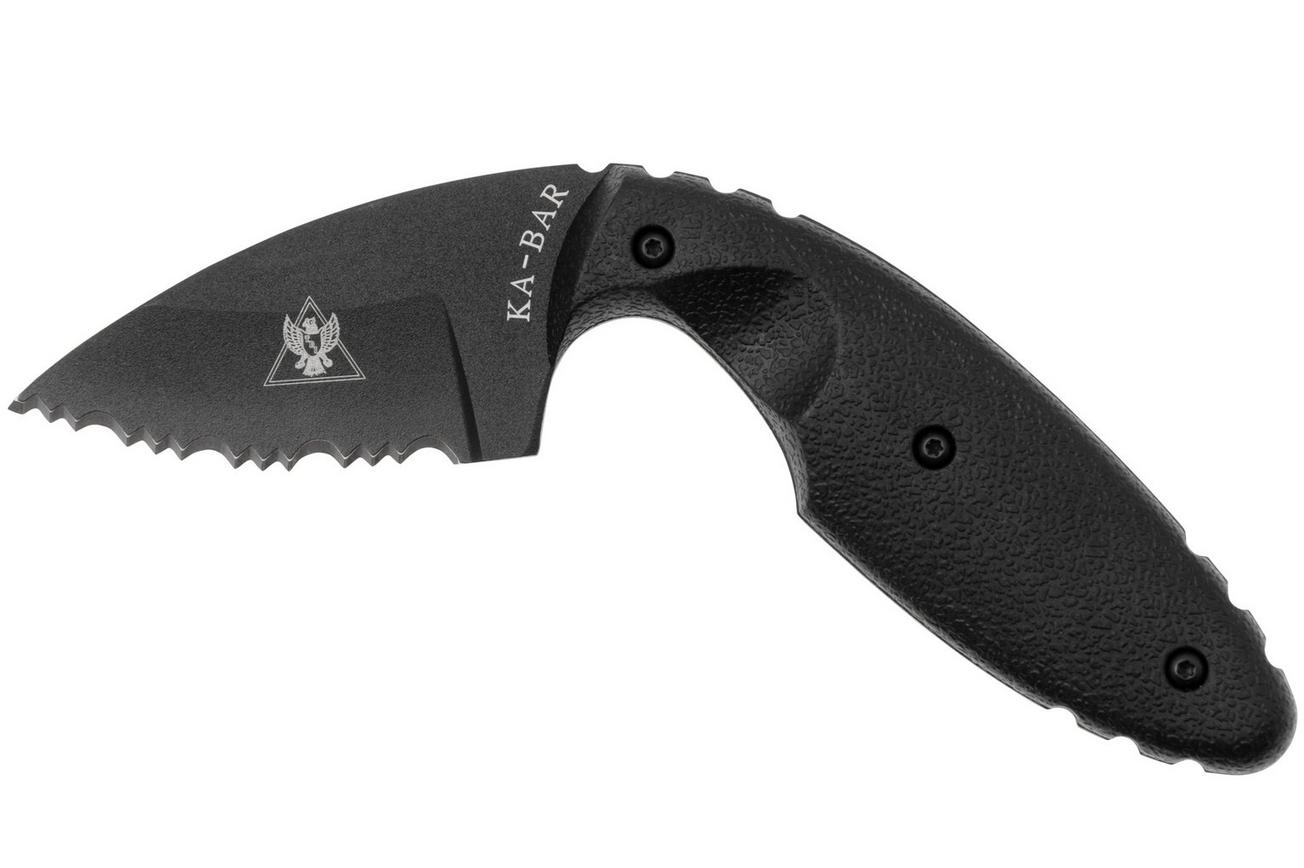 KA-BAR TDI Original 1481 Serrated Black, Hard Plastic Sheath, vaststaand mes