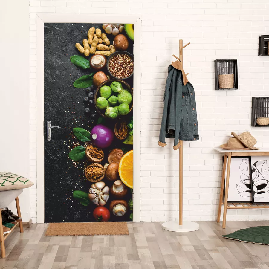 Nikima Türbild TB-17 selbstklebendes Türbild – Küche 0,9 x 2 m - Türtapete bunt