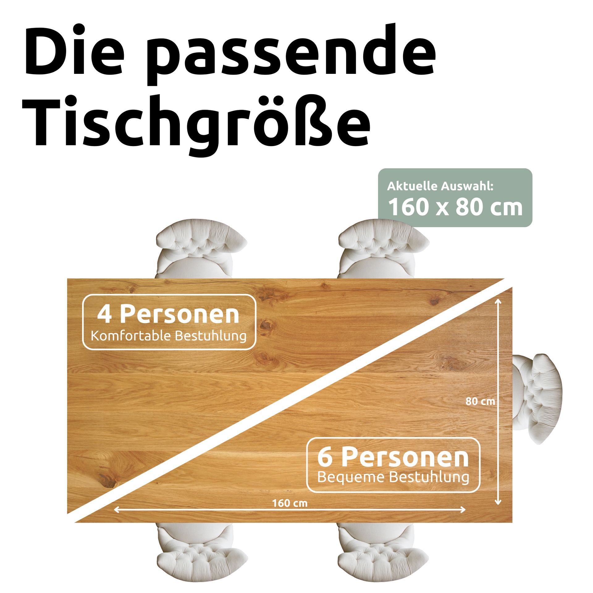 holz4home Esstisch 160 x 80 cm Eiche massiv/Doppel-Dreieck-Gestell schwarz