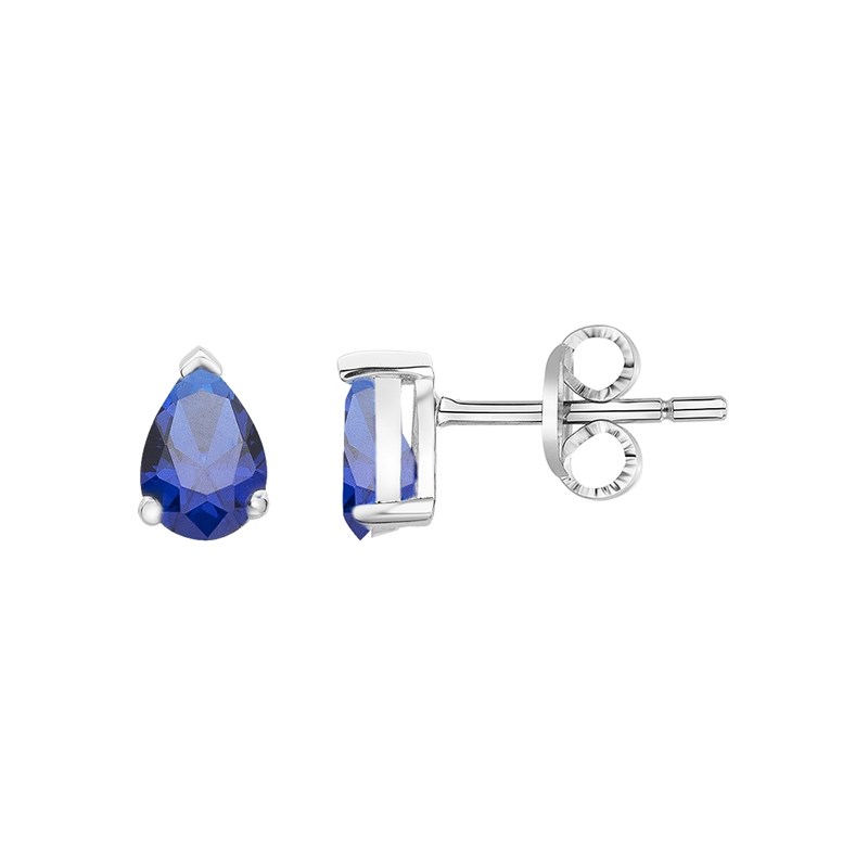 Boucles d'oreilles puces en Argent avec spinelle bleu saphir