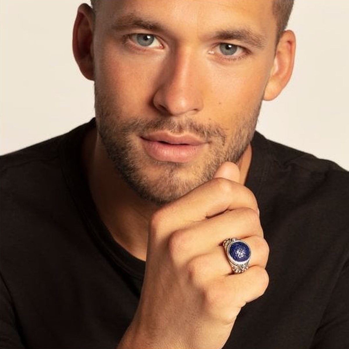 Bague homme Thomas Sabo Têtes de mort ethniques bleu