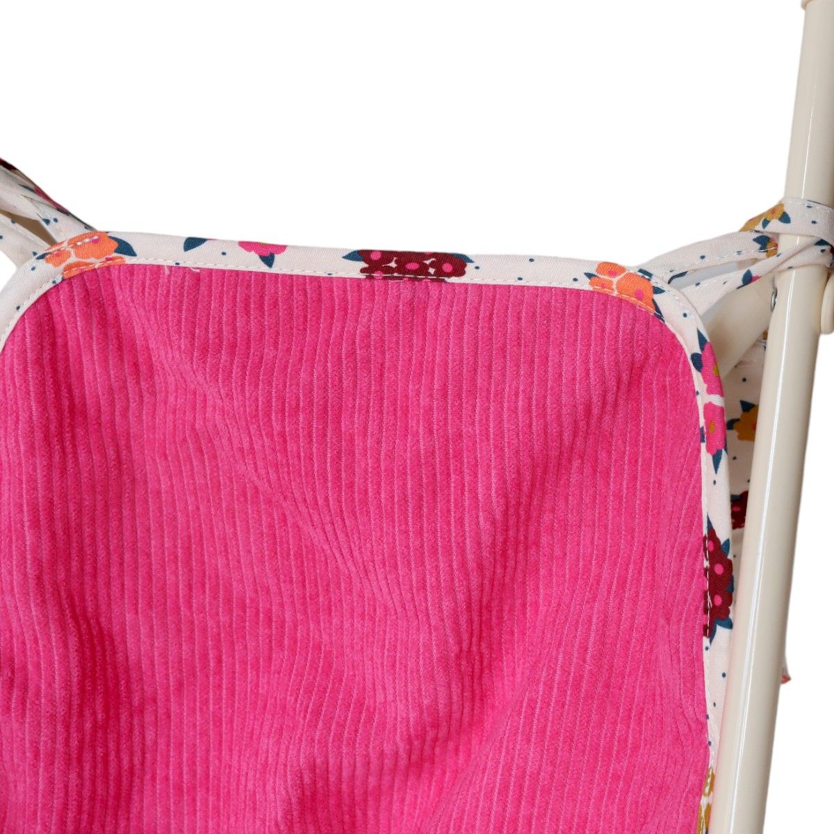 Poussette pour poupée velours fleuri avec sac - La vie en rose Frisette