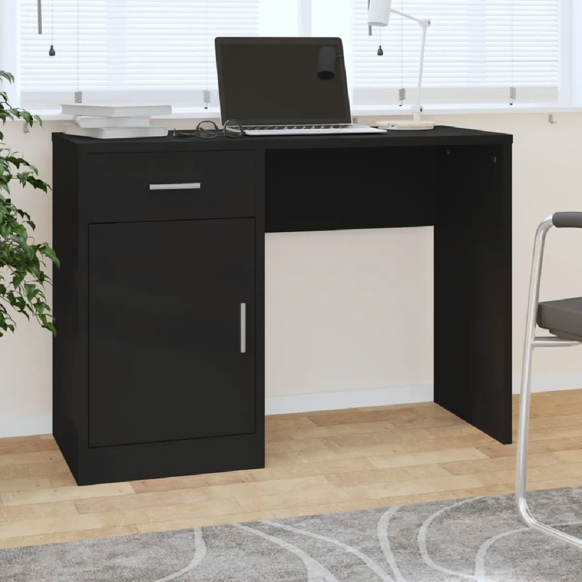 vidaXL Bureau avec tiroir et armoire - Noir