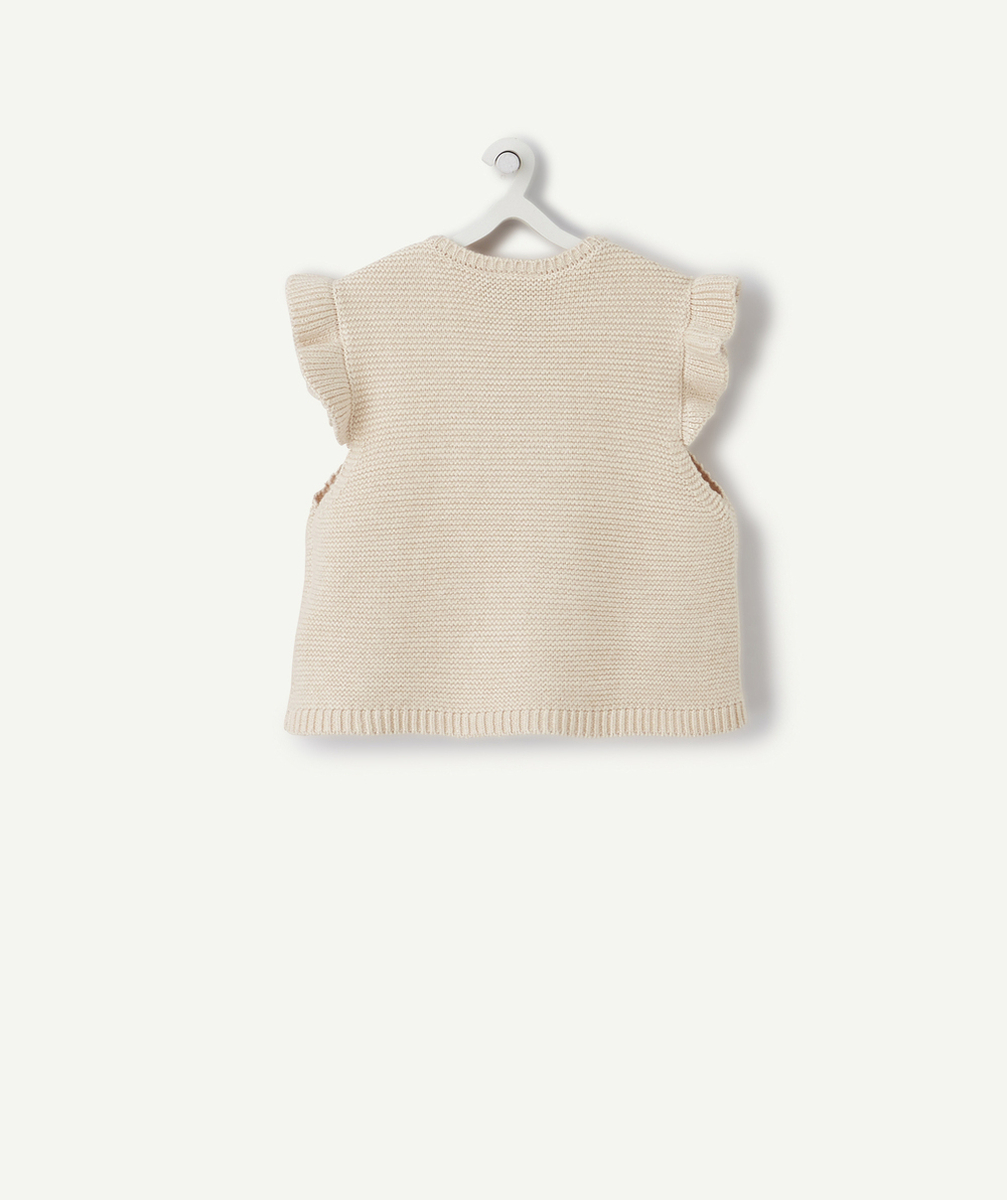 LE GILET SANS MANCHES VOLANTÉS BEIGE PAILLETÉ