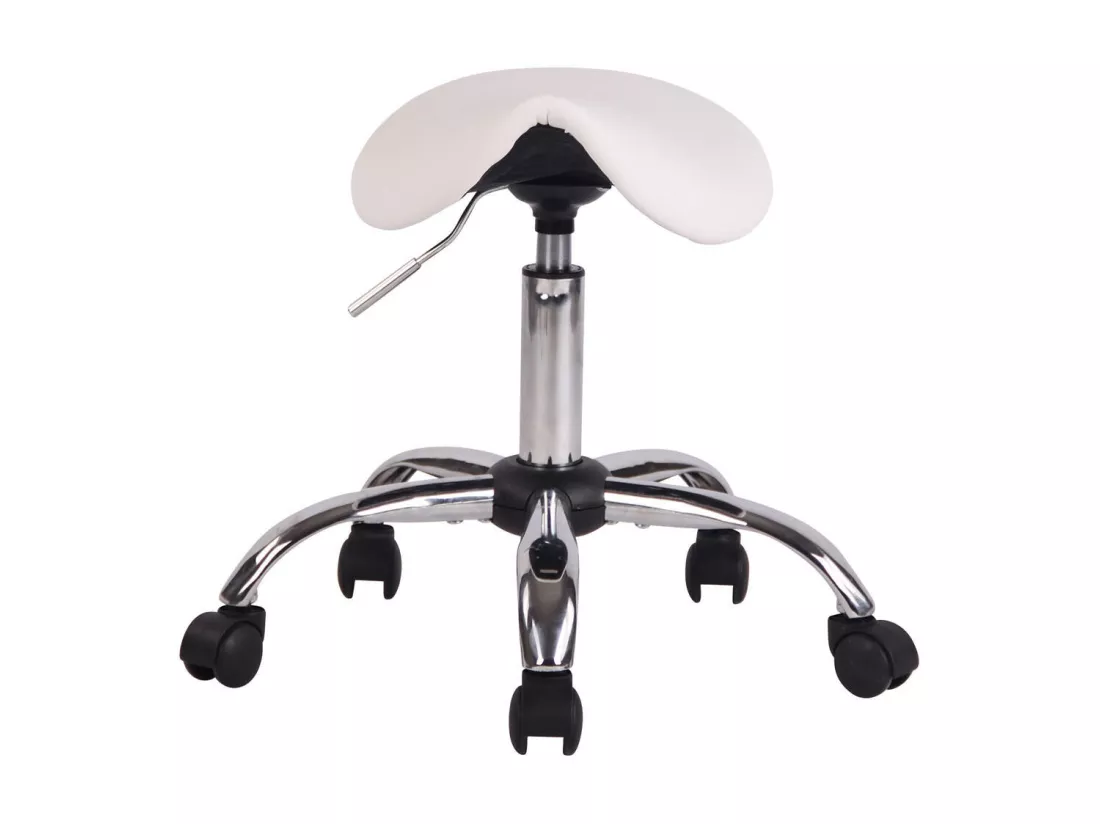 Tabouret - Similicuir & Métal chromé - Blanc - Augsburg