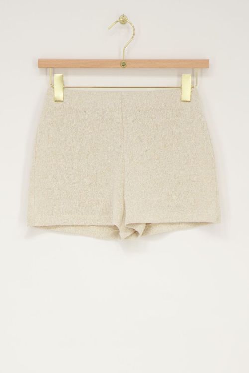 Beige short met elastiek en lurex