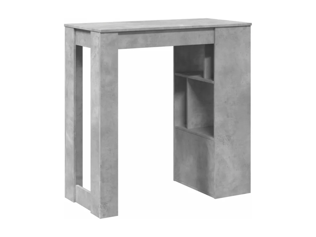 Table de bar avec étagères gris béton bois d'ingénierie