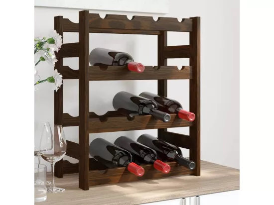 Casier à bouteilles pour 16 bouteilles marron bois pin solide