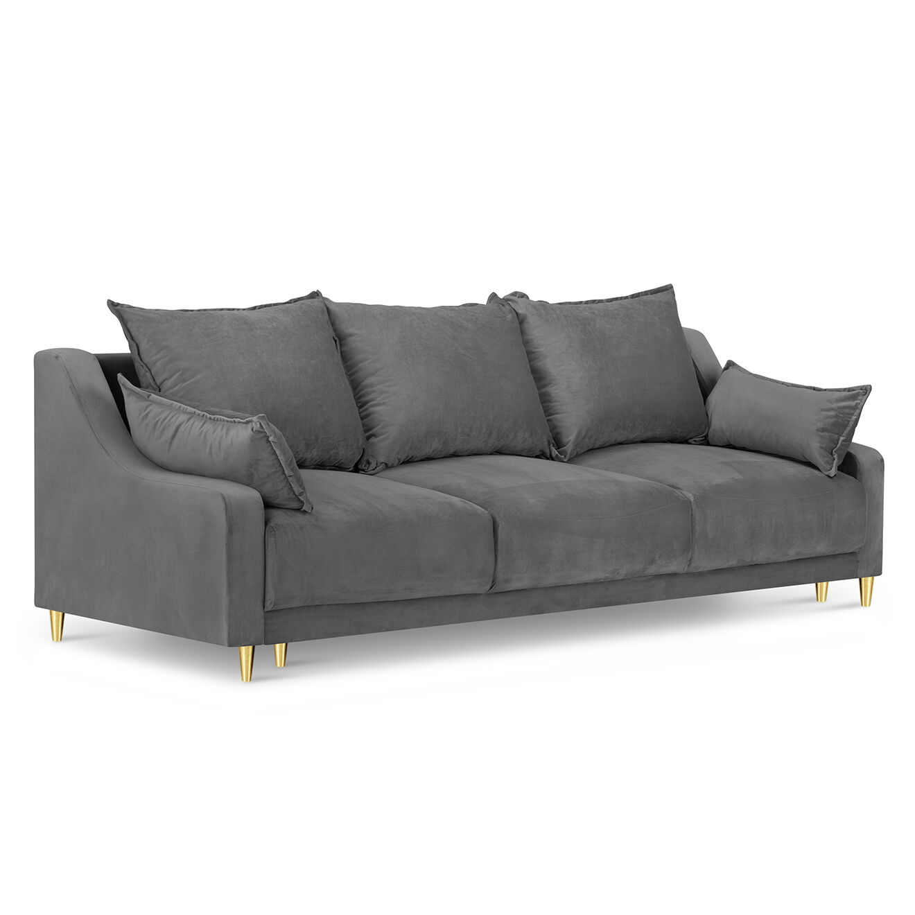 Mazzini Sofas Canapé convertible 3 places avec coffre de rangement Freesia gris clair - 215x94x90 cm