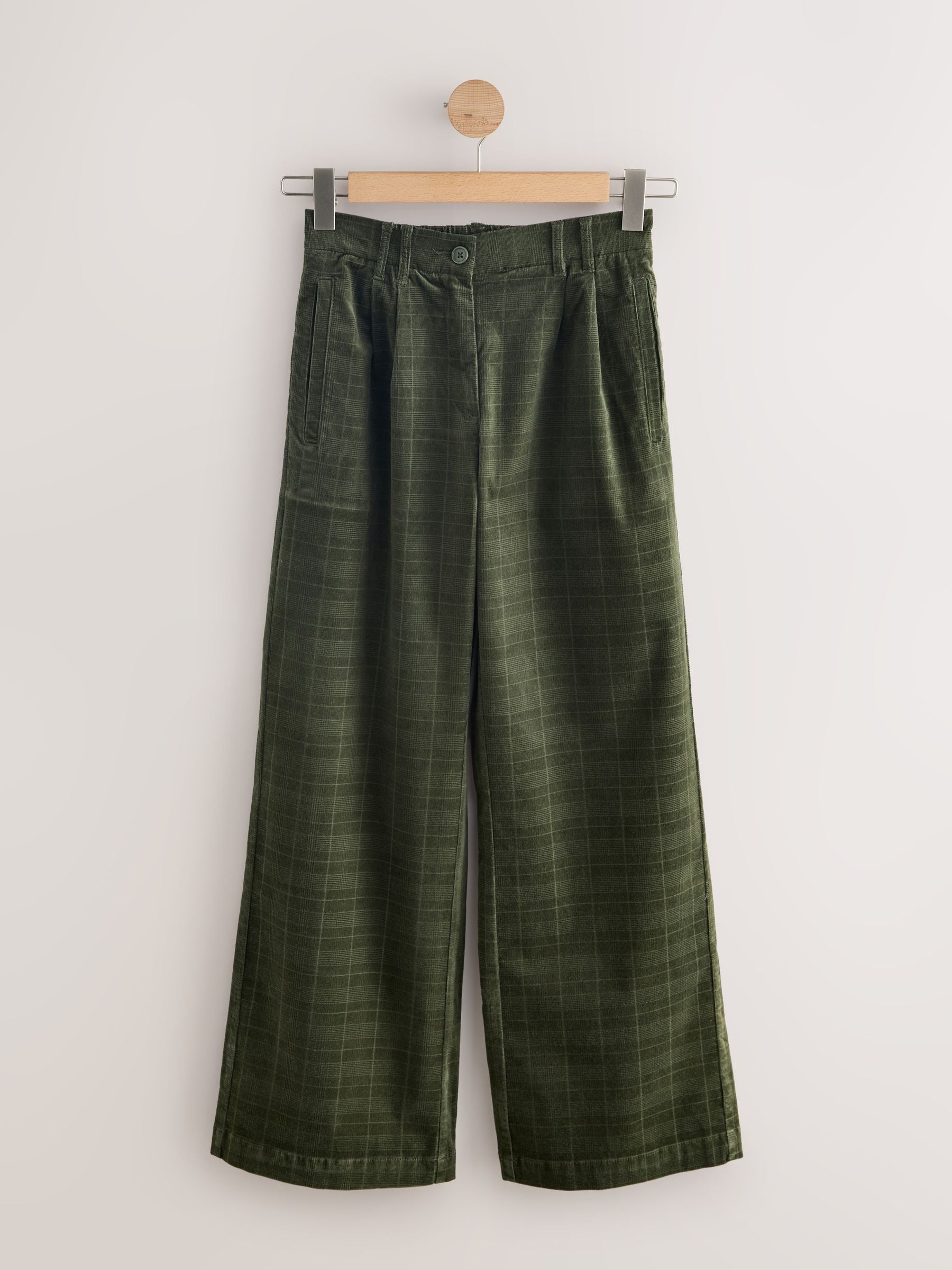 Groene ruit - Corduroy broek met wijde pijpen