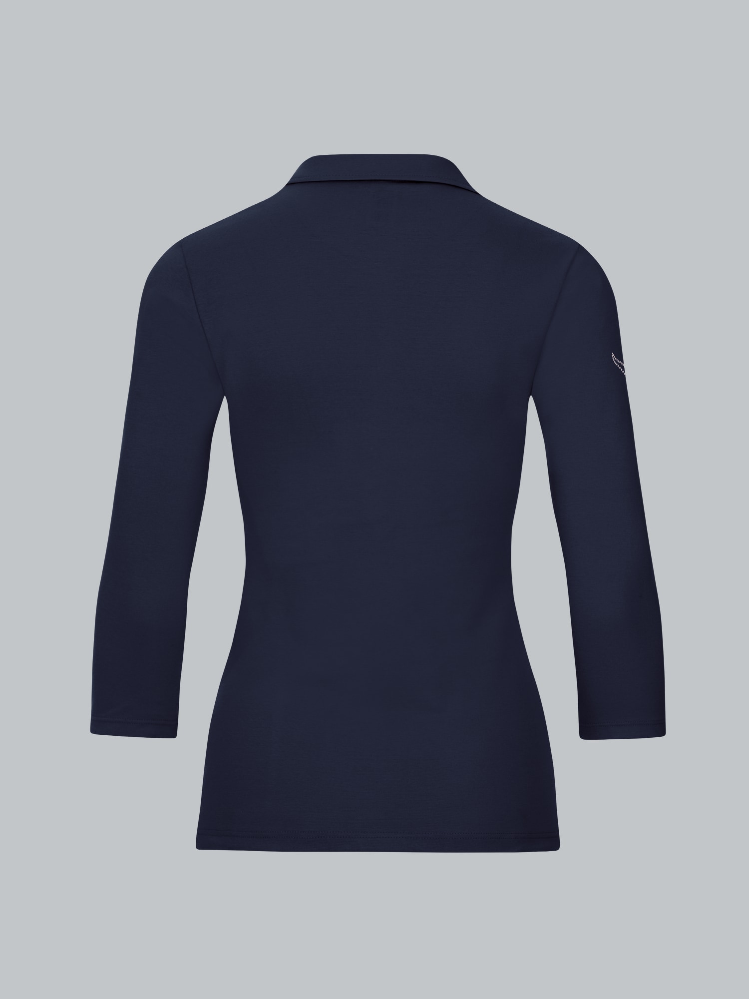 Poloshirt mit Kristallsteinen Navy
