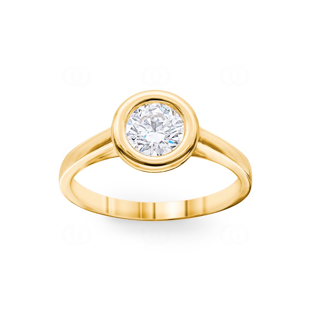 0.70 Karat GIA-Diamant Verlobungsring 750/18 K Gelbgold in Zargenfassung