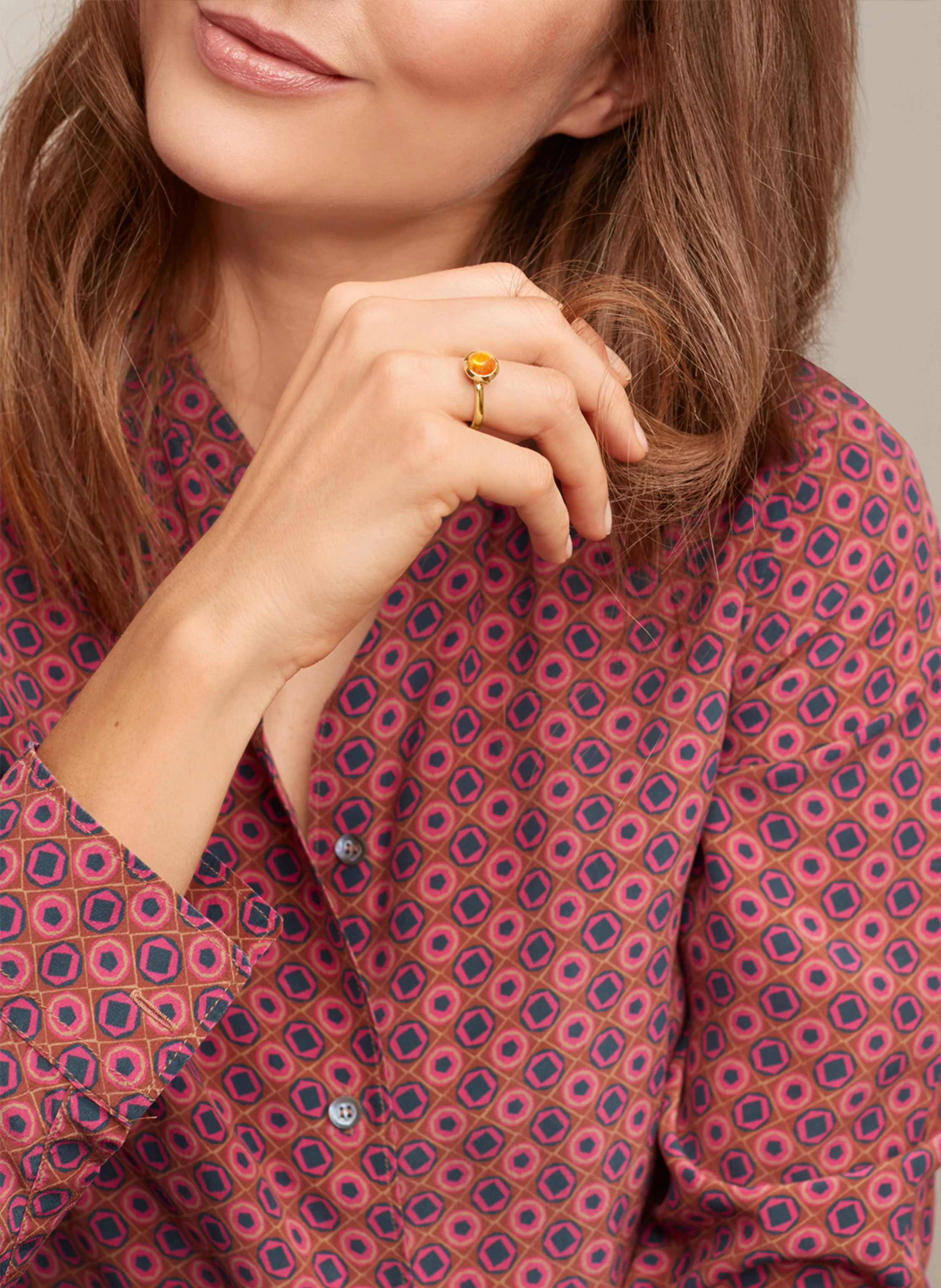 TAMARA COMOLLI Ring RING BOUTON SMALL MANDARIN GARNET aus 18K Gelbgold mit Mandarin Granat