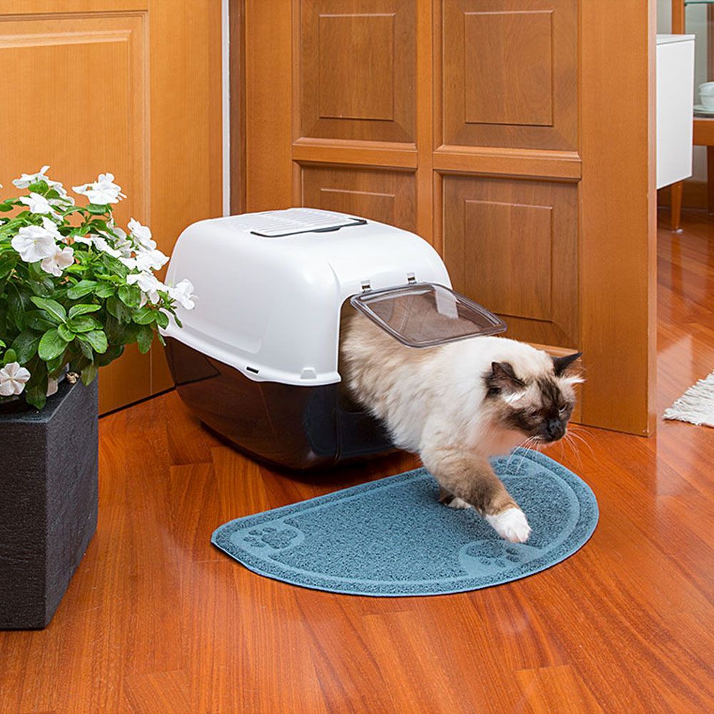 Ferplast bac litiere pour chat, maison de toilette pour chat, 2 filtres à charbon actif anti-odeur inclus, porte battante
