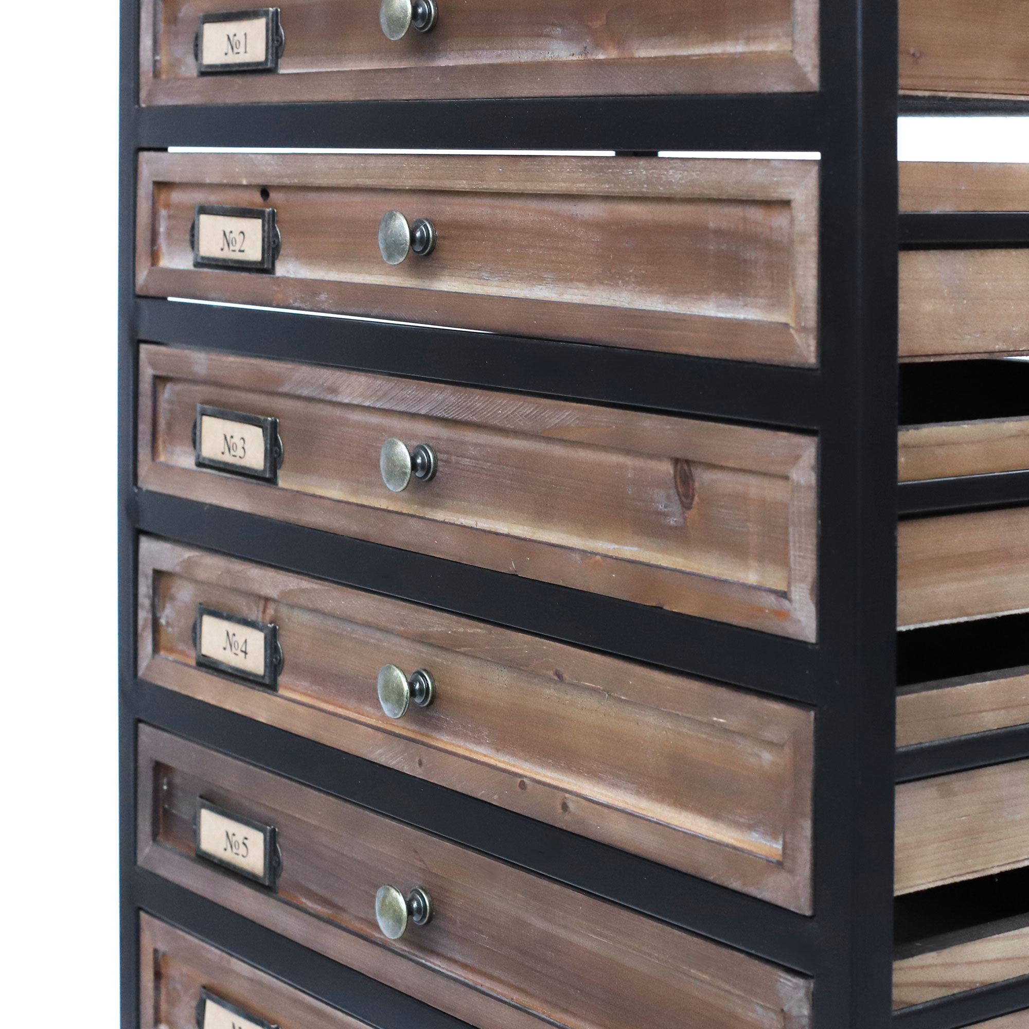 Schubladen-Schrank, Holz und Eisen, H 127,5 cm, B 56 cm, L 36 cm von fischer's lagerhaus