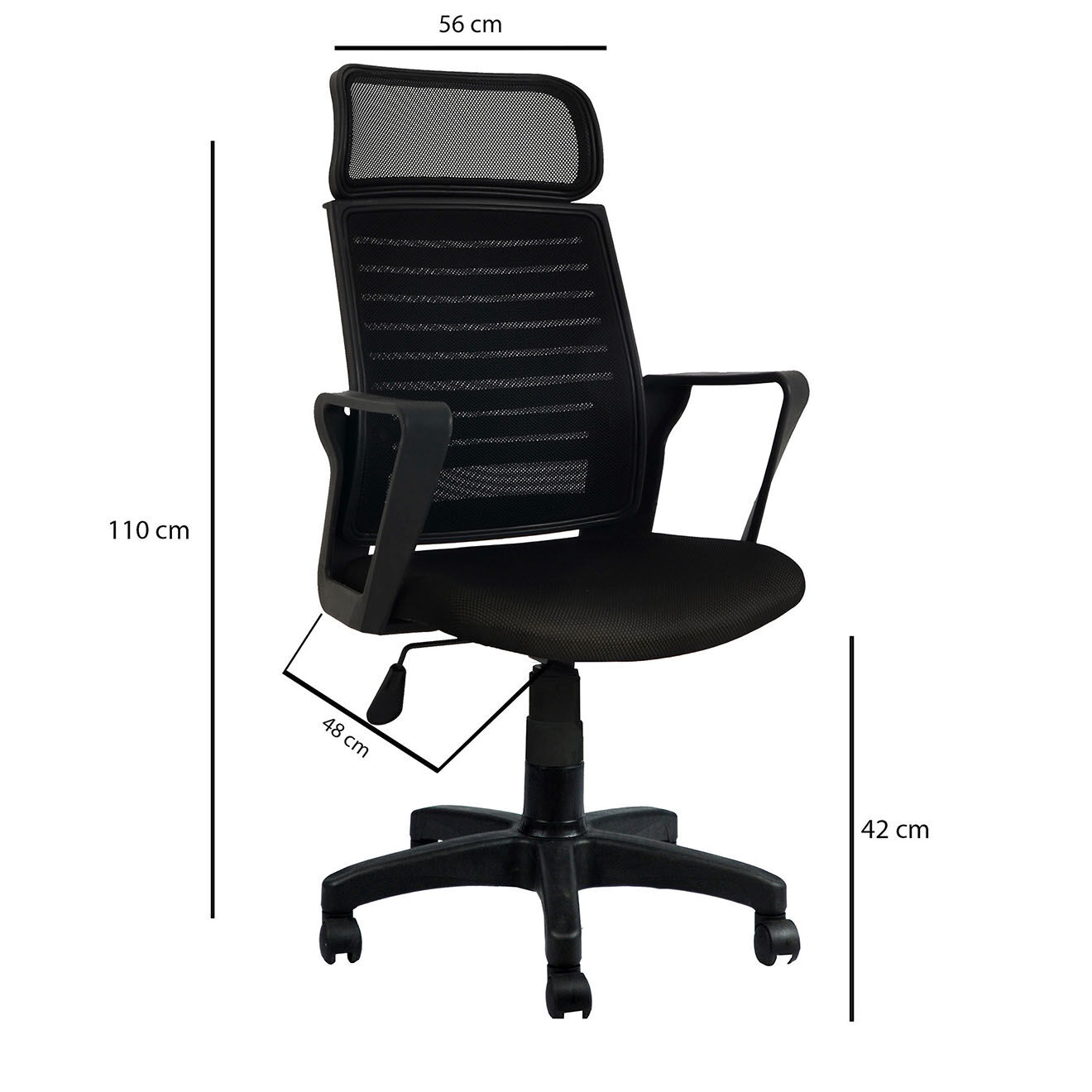 Homitis Chaise de bureau burocci noire - 56x110x48 cm