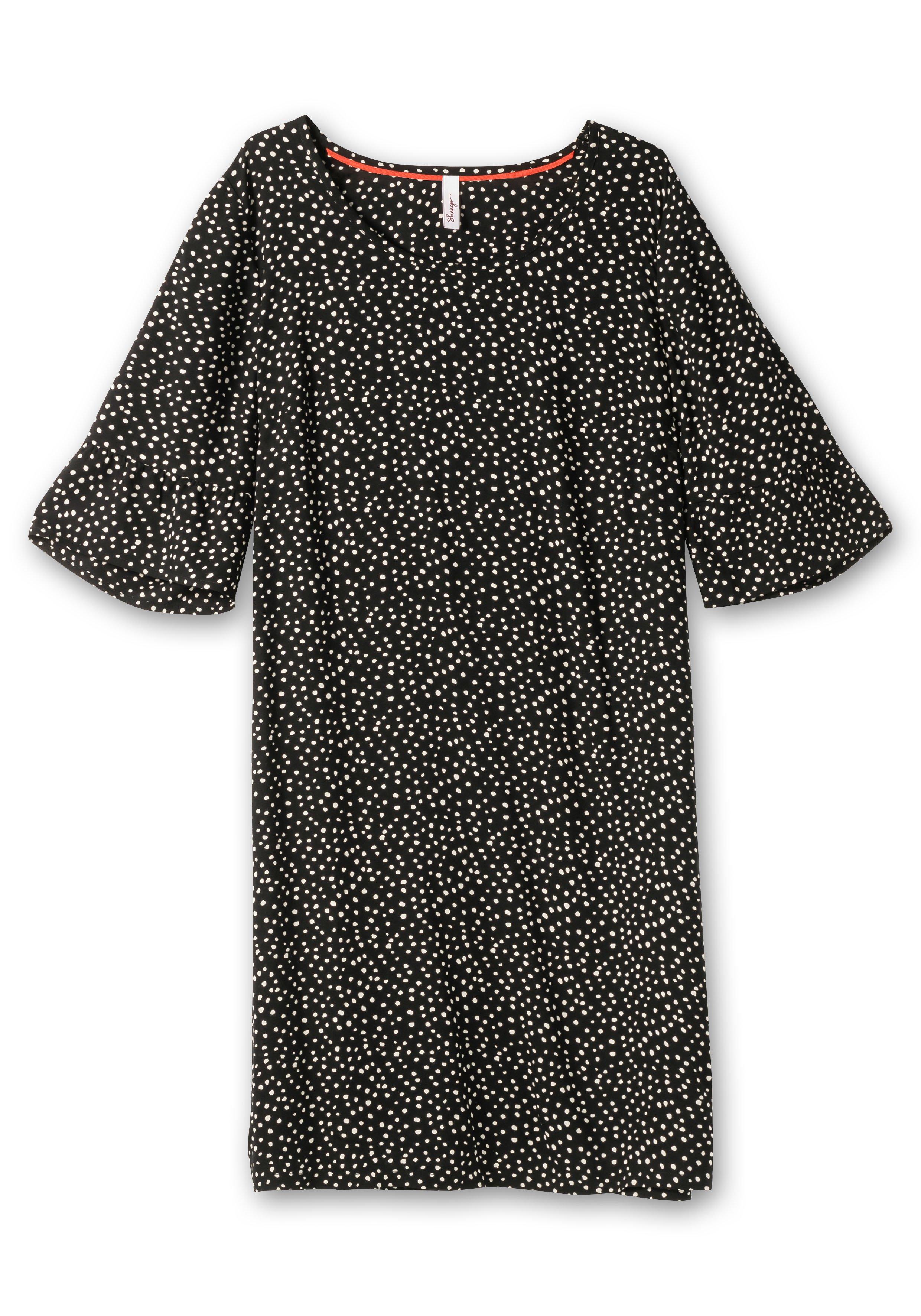 Kurzes Kleid mit 3/4-Arm und Pünktchendruck