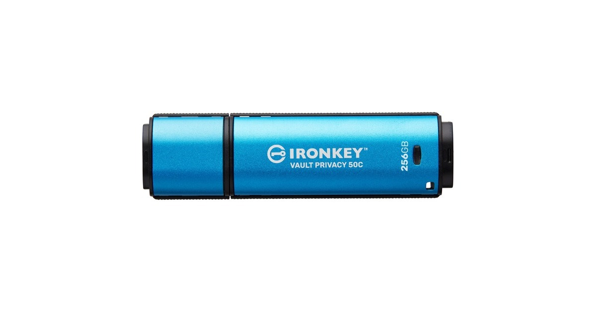 KingstonIronKey Vault Privacy 50 256 GB usb-stick  (Lichtblauw/zwart, USB-C 3.2 Gen 1)