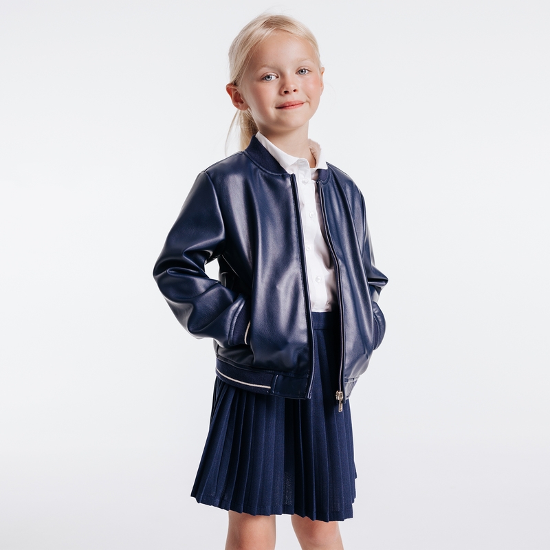 Blouson en faux cuir bleu fille