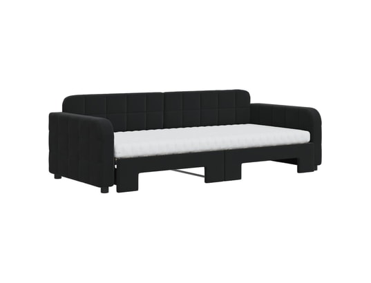 VIDAXL - Lit de jour avec gigogne et matelas noir 90x200 cm velours