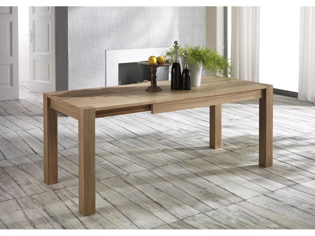 Wood Table extensible (140/190 x 80 cm) en placage chêne brun