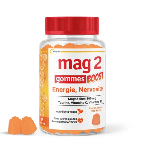 MAG 2 Gommes BOOST nervosité fatigue Complément alimentaire magnésium 45 gommes