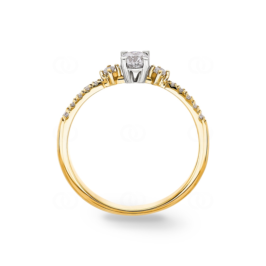 Verlobungsring 750/18 K Gelb- / Weissgold mit Diamanten 0.35 ct H/si