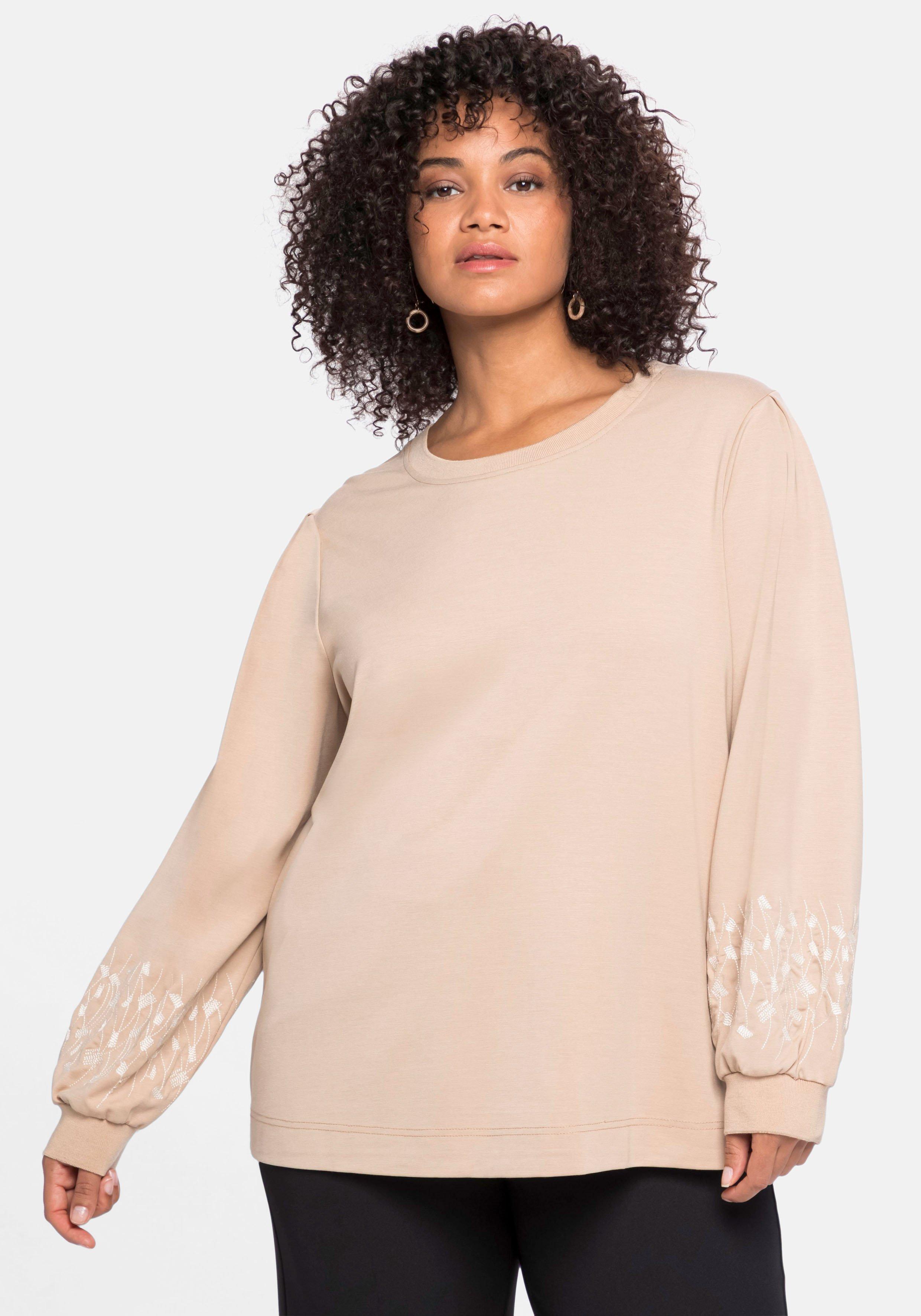 Langarmshirt mit Stickerei am Ärmel