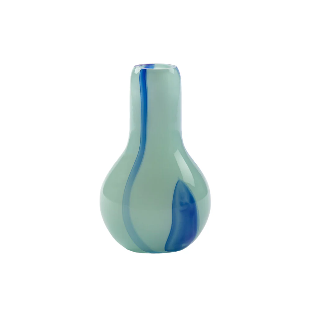 Kodanska  Flow vase mini, Light Blue/Stripes - H15 cm.