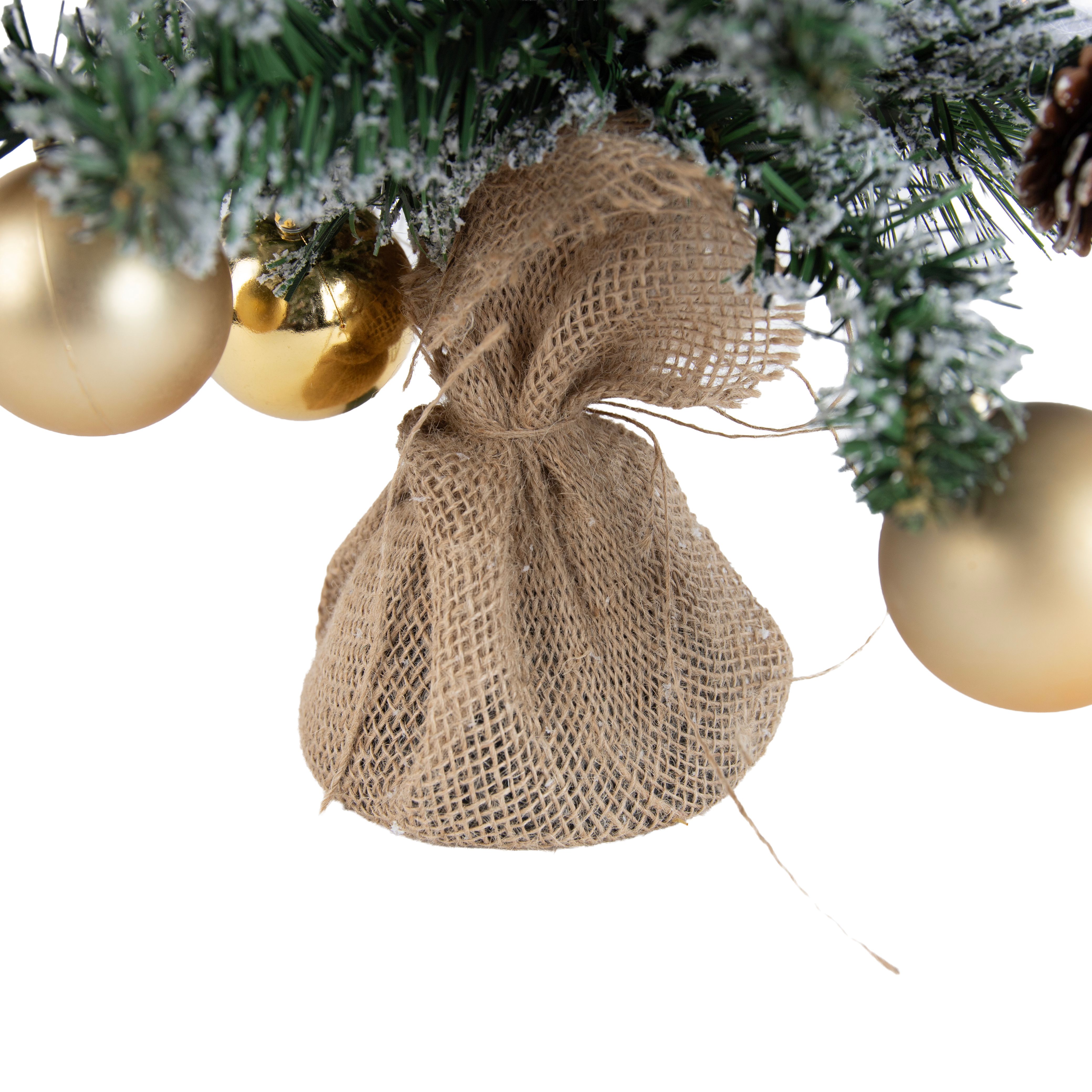 Kerst kerstboom wit met goud 60cm incl. LED met timer - Jack