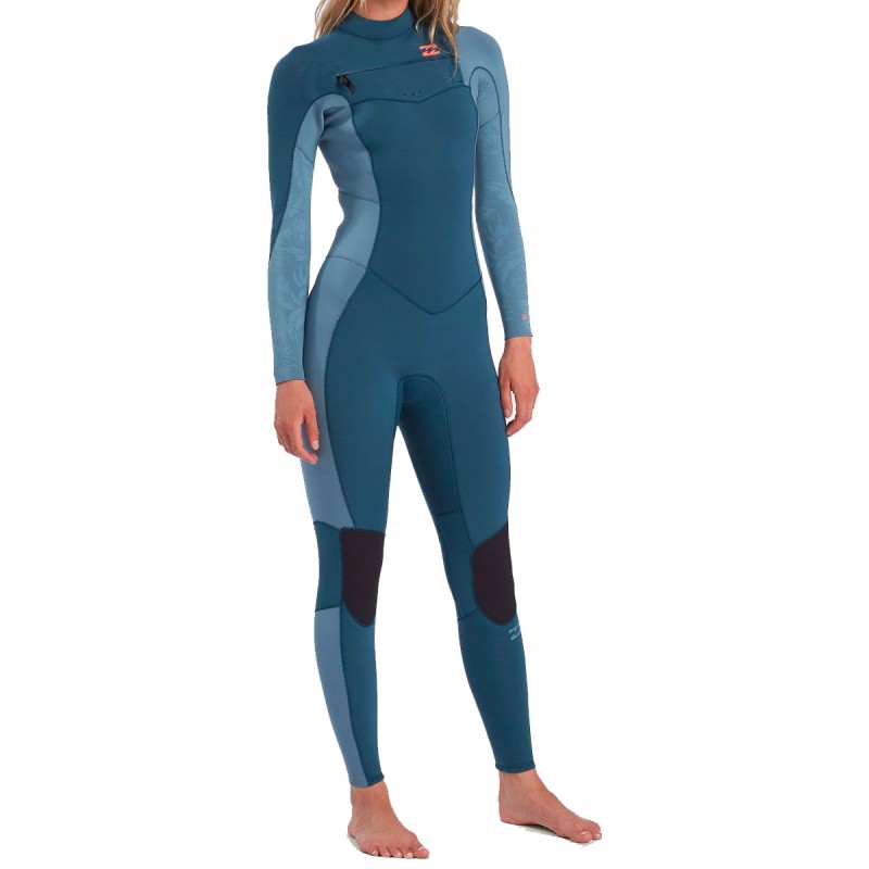 Combinaison Billabong 2021 Femme Synergy 4/3mm Chest Zip Blue Seas - The Corner Shop
