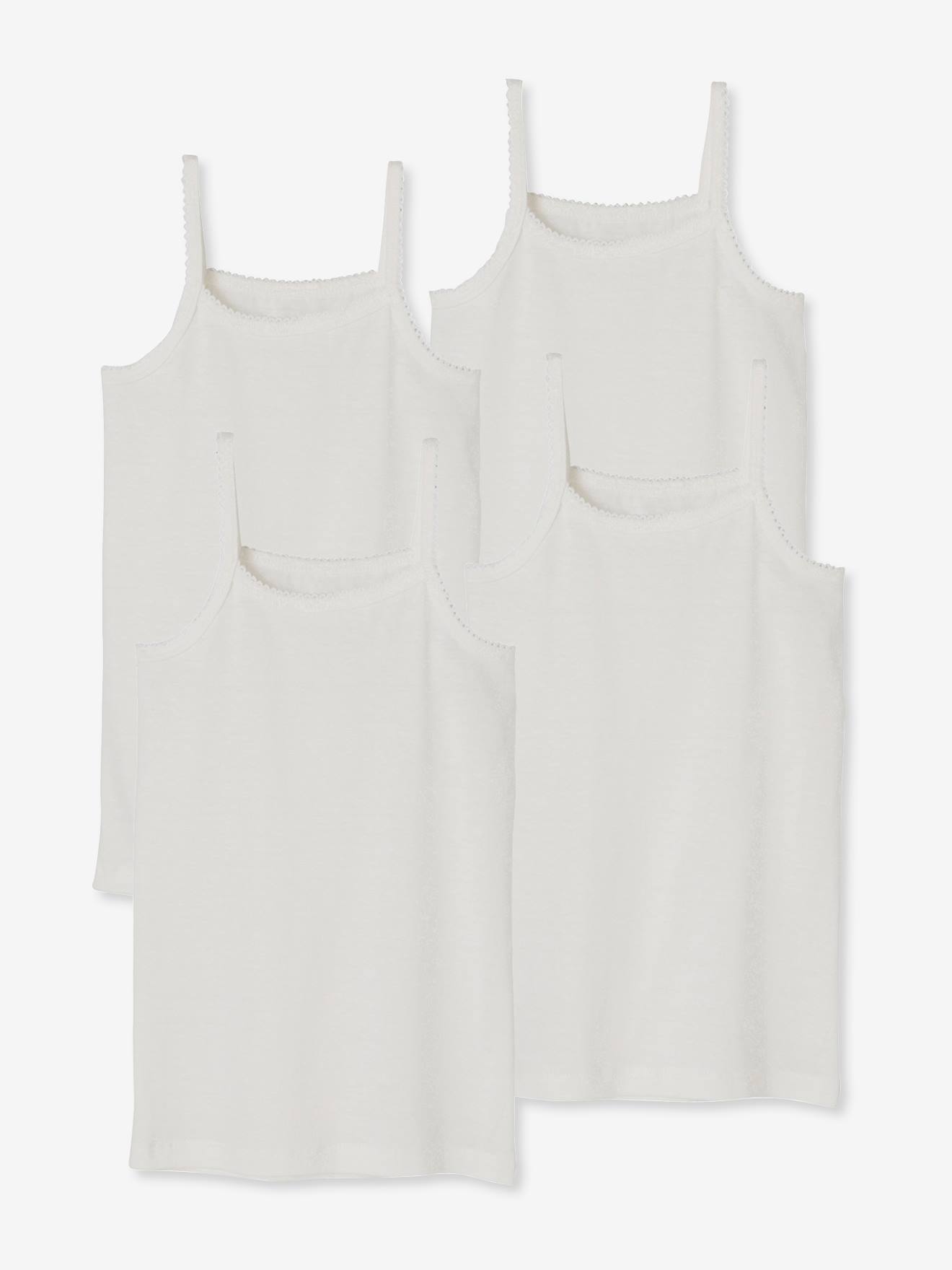 Conjunto de 4 regatas brancas para meninas