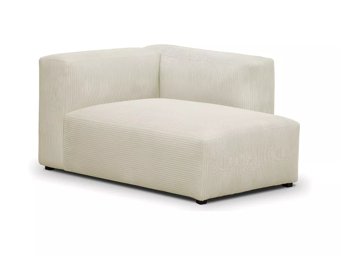 Canapé d'angle à droite modulable avec méridienne 3/4 places en velours côtelé beige - Modulo