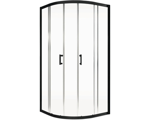 Ronde douche met schuifdeur SCHULTE ExpressPlus 90 x 90 cm, zwart profiel, helder glas, deurscharnier links, deurscharnier rechts