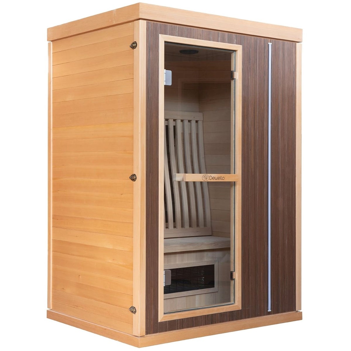 Dewello® Infraroodcabine Infraroodsauna MELVILLE 130cm x 105cm incl. 5 full spectrum emitters, koolstof emitters, LED