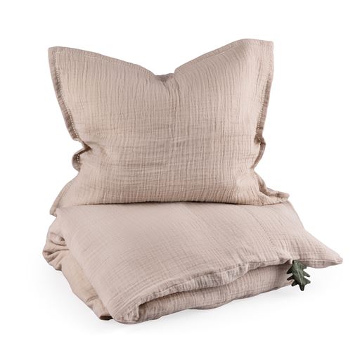 Sebra Musselin Juniorsengetøj, Seabreeze Beige , 100x140 cm