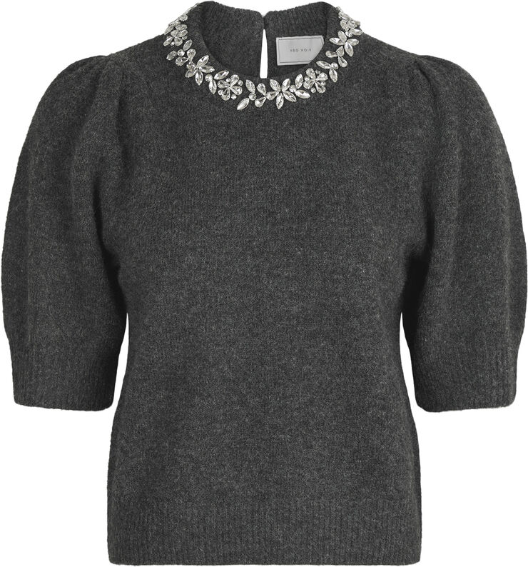 Neo Noir Maia Stone Knit blouse Antracit melange
