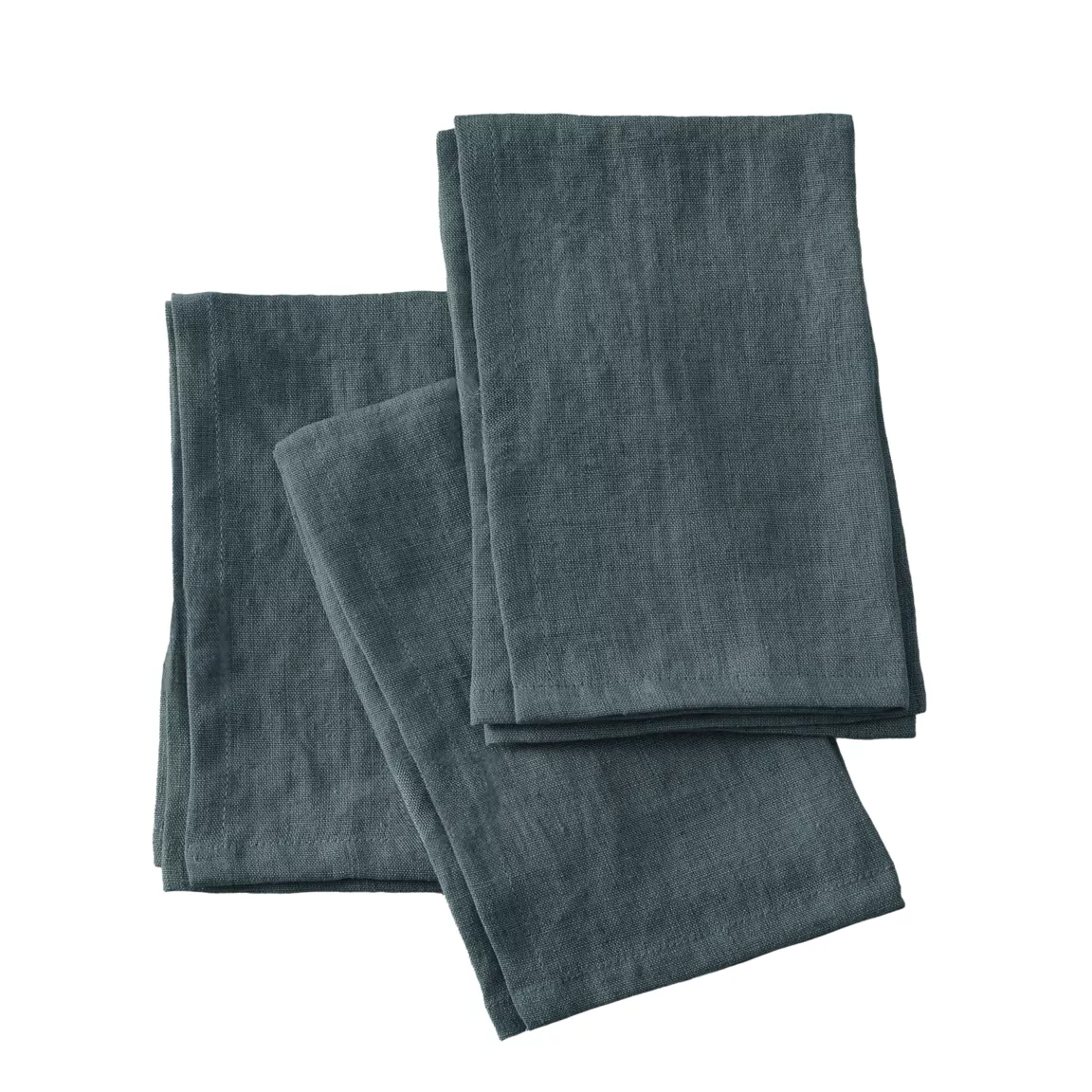 Lot de 3 serviettes lin lavé (40 x 40 cm) Louise Gris ardoise