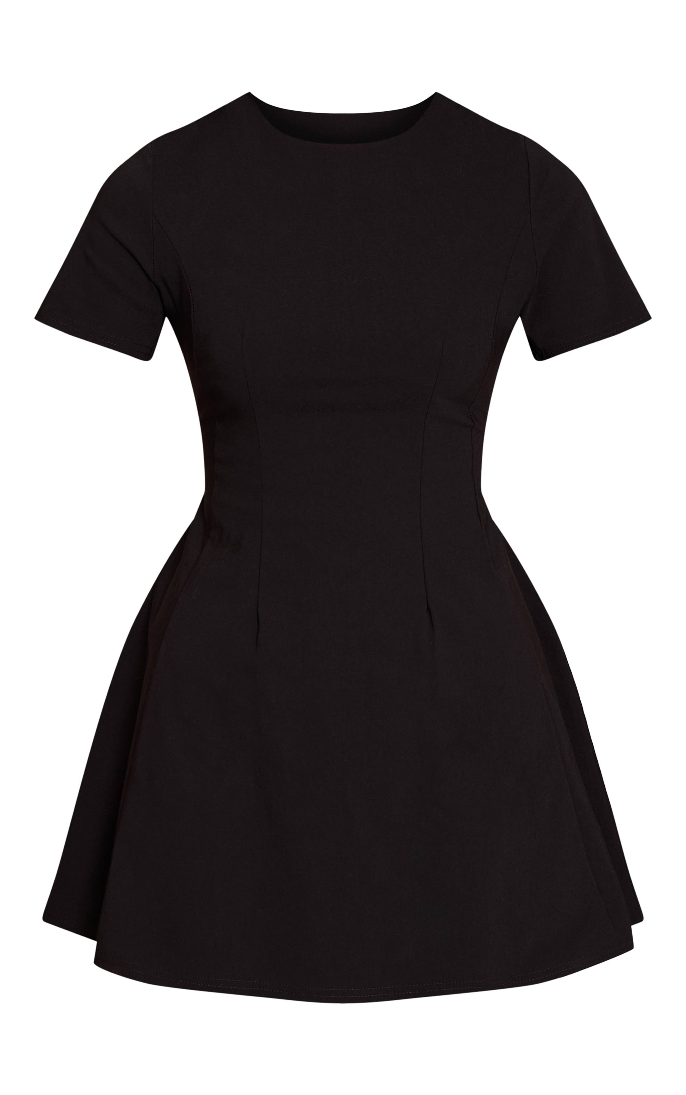 Noir Robe Droite À Manches Courtes